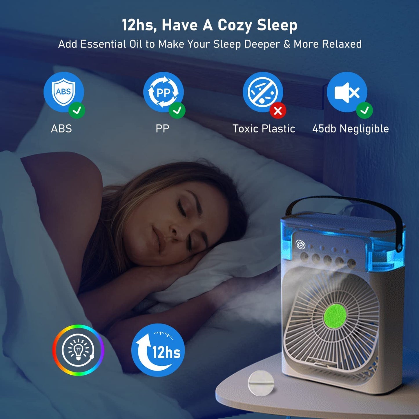 Portable Air Conditioner Fan Usb Electric Fan, Fine Mist Water, And Humidifier Function