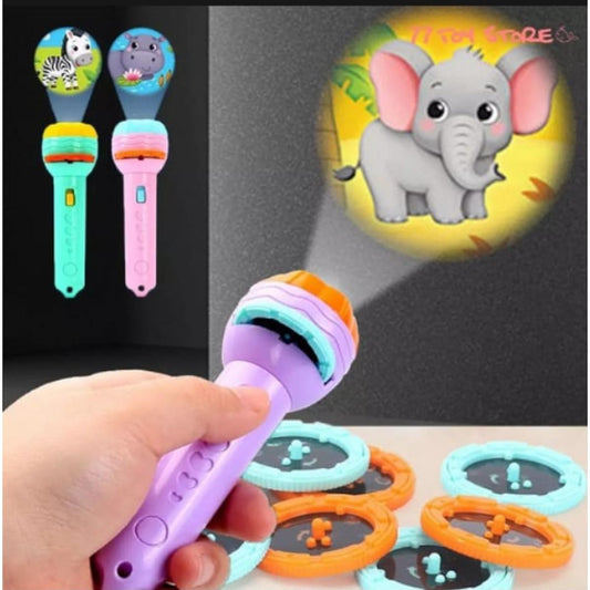 Mini Flashlight Projector Toy For Kids | Includes 3 Slides With 24 Random Images