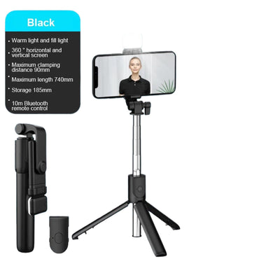 4 in 1 selfie stick + Tripod stand with light and wireless remote