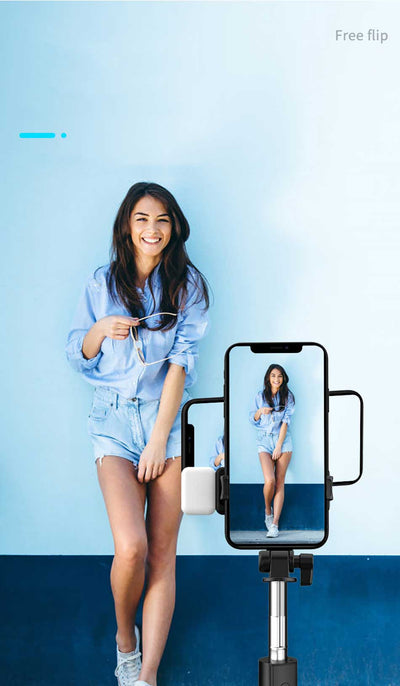 4 in 1 selfie stick + Tripod stand with light and wireless remote