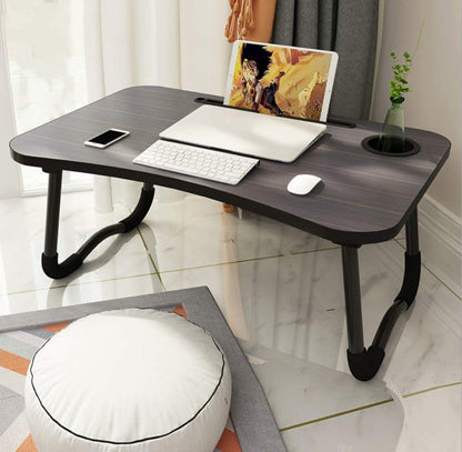 Wooden Laptop Table | Laptop Stand | Multi purpose Foldable, Wooden Laptop Table with Glass and Mobile Holder