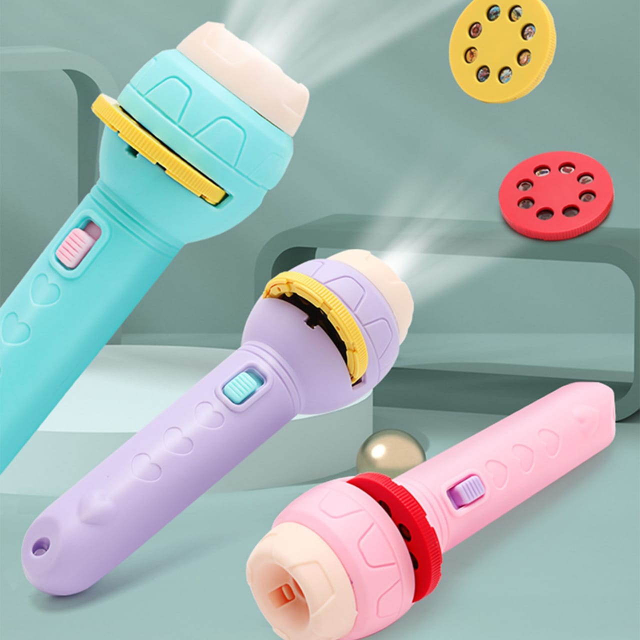 Mini Flashlight Projector Toy For Kids | Includes 3 Slides With 24 Random Images