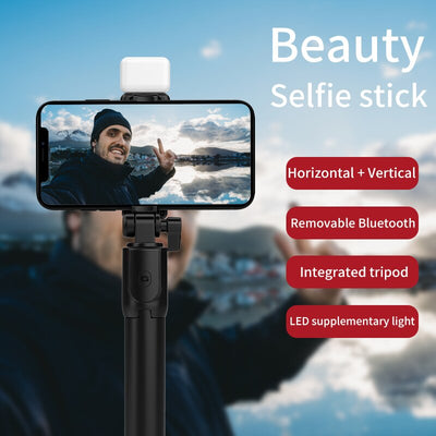 4 in 1 selfie stick + Tripod stand with light and wireless remote