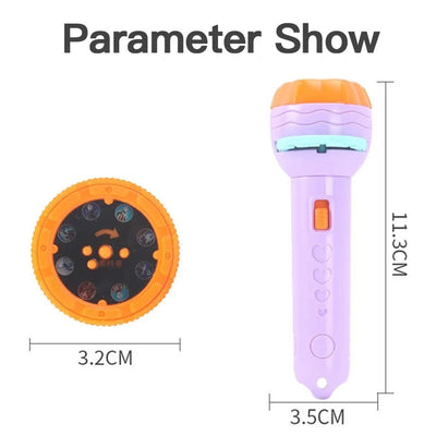 Mini Flashlight Projector Toy For Kids | Includes 3 Slides With 24 Random Images