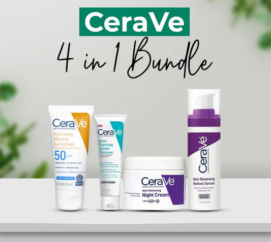 Cerave 4 In 1 Skincare Kit Night Cream | Sunblock | Cleanser & Serum For Radiant Skin