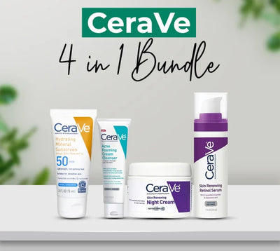 Cerave 4 In 1 Skincare Kit Night Cream | Sunblock | Cleanser & Serum For Radiant Skin