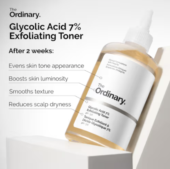 The Ordinary Glycolic Acid 7% toner | For Radiant Skin, Removes Dead Skin Cells, Brightness & smoothness, 240ml