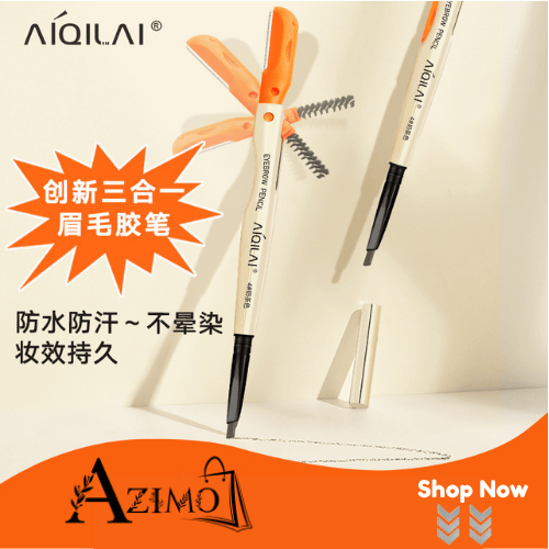 Aiqilai 3 In 1 Eyebrow Pencil | Anti-smudge | Long-lasting | Three-in-one | Double-headed