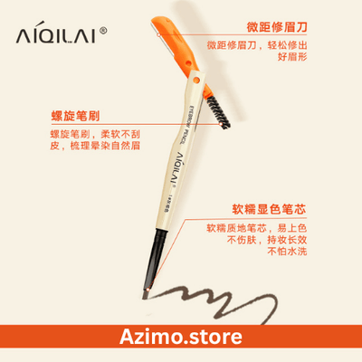 Aiqilai 3 In 1 Eyebrow Pencil | Anti-smudge | Long-lasting | Three-in-one | Double-headed