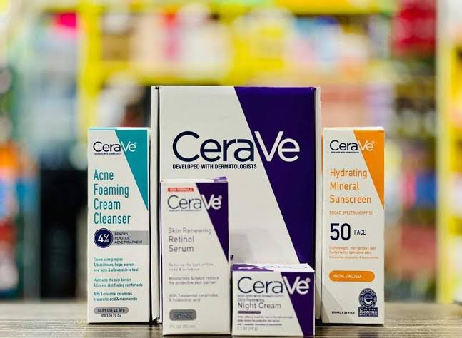 Cerave 4 In 1 Skincare Kit Night Cream | Sunblock | Cleanser & Serum For Radiant Skin