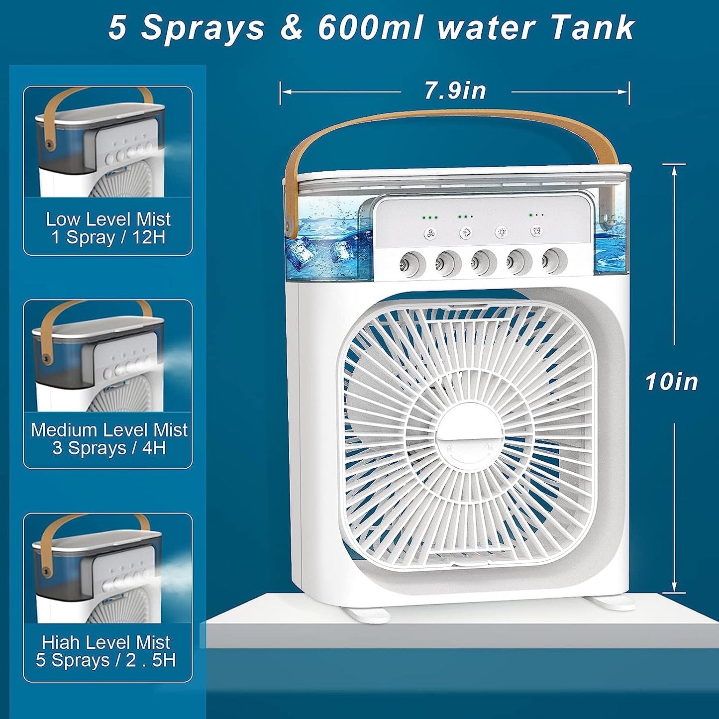 Portable Air Conditioner Fan Usb Electric Fan, Fine Mist Water, And Humidifier Function