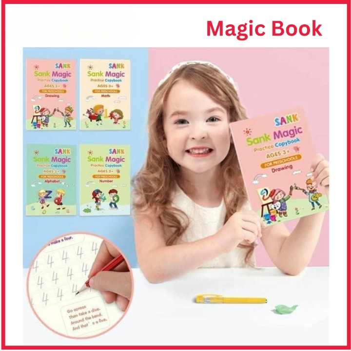 Set Of 4 Sank Magic Learning Book With Magic Pen & 5 Refills